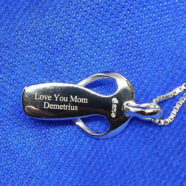 1 Parent 4 Children Loving Family Personalized Engraved Sterling Silver Pendant on 16-20" Chain
